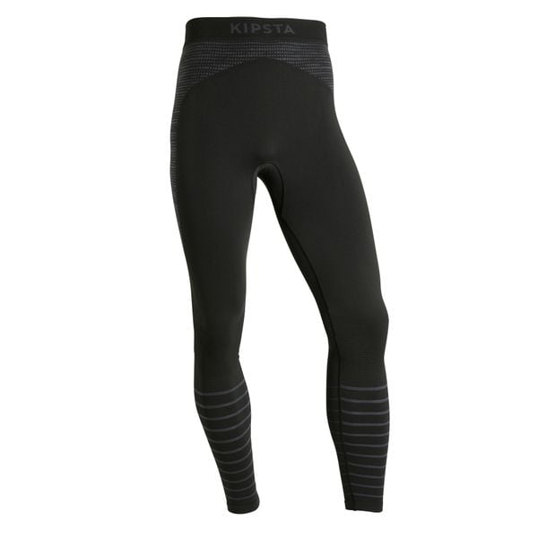 Legginsy termiczne do piłki nożnej Kipsta Keepdry 500. Czarne bielizna termoaktywna męska KIPSTA, xl, bez wzorów, z elastanu. W wyprzedaży za 49.99 zł.