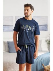 Doctor Nap Piżama w kolorze granatowym rozmiar: M. Niebieskie piżamy męskie Doctor Nap, m, bez wzorów, z bawełny, bez ramiączek. Za 104.99 zł.