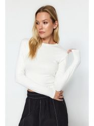 Trendyol Koszulka w kolorze białym rozmiar: XXS. Białe bluzki damskie Trendyol, xxs, bez wzorów, bez kołnierzyka, bez ramiączek. Za 52.99 zł.