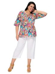 Aller Simplement Bluzka ze wzorem rozmiar: 50/52. Bluzki damskie Aller Simplement, bez wzorów, z bawełny, klasyczne, bez kołnierzyka, bez ramiączek. Za 97.05 zł.