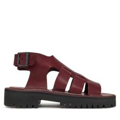 Sandały Fracap. Czerwone sandały damskie Fracap, bez wzorów, bez obcasa, na płaskiej podeszwie. Za 429.99 zł.