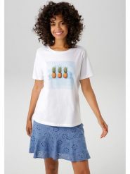 Aniston Koszulka w kolorze białym rozmiar: 36. Białe bluzki damskie Aniston, bez wzorów, z bawełny, bez kołnierzyka, bez ramiączek. Za 33.06 zł.