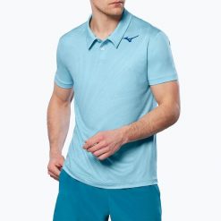 Koszulka polo tenisowa męska Mizuno Charge Shadow Polo. Niebieskie koszulki polo męskie Mizuno, m, bez wzorów, bez ramiączek. Za 169.99 zł.