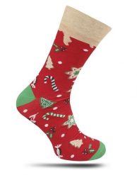 Skarpetki Świąteczne, Czerwone, Merry Christmas, Choinki, Gwiazdki, Rózgi -MORE- Męskie. Czerwone skarpetki męskie More, bez wzorów, z bawełny. Za 24.90 zł.