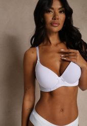 Biały Gładki Biustonosz o Klasycznym Fasonie Zdobiony Kokardką Caloris. Białe biustonosze Renee, z aplikacjami. Za 14.99 zł.