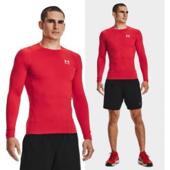 Koszulka męska termoaktywna UNDER ARMOUR HeatGear długi rękaw. Czerwone koszulki męskie z długim rękawem Under Armour, m. Za 159.99 zł.