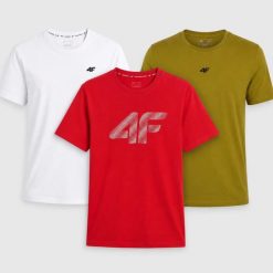 KOMPLET KOSZULEK 4F T-SHIRT MĘSKI ZESTAW 3PAK. T-shirty męskie 4f, m, bez wzorów, z bawełny, bez kołnierzyka. Za 181.98 zł.