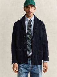 Gant sweter z wełny Mężczyźni niebieski, XL. Niebieskie swetry męskie Gant, m, bez wzorów, z wełny, bez kołnierzyka. Za 1,149.95 zł.