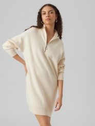 Vero Moda Sukienka w kolorze kremowym rozmiar: M. Brązowe sukienki damskie Vero Moda, na co dzień, m, bez wzorów, bez kołnierzyka, bez ramiączek, mini, proste. Za 109.52 zł.