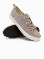 Klasyczne niskie trampki męskie BASIC - popielate V1 OM-FOTL-0145 - 44. Szare trampki i tenisówki męskie Ombre Clothing, bez wzorów, z gumy, bez zapięcia. W wyprzedaży za 69.99 zł.