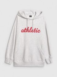 4F Bluza dresowa loose z kapturem damska - szara XL. Szare bluzy z kapturem damskie 4f, xl, z bawełny. Za 179.99 zł.