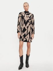 Vero Moda Sukienka dzianinowa Gold New Art 10311362 Beżowy Loose Fit. Brązowe sukienki damskie Vero Moda, l, bez wzorów, z dzianiny, bez kołnierzyka, bez ramiączek. Za 109.99 zł.