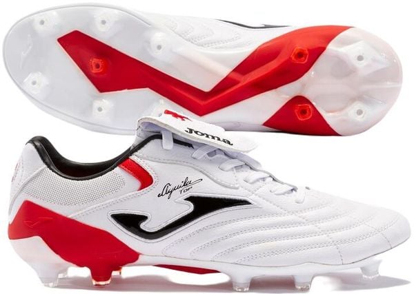 Buty piłkarskie korki Joma Aguila Cup treningowe lanki bez skarpety FG. Białe buty fitness męskie Joma, bez wzorów, z materiału. Za 159.99 zł.
