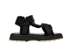 Sandały Emu Raven Black 119160, Czarny, Futro naturalne - 40. Czarne sandały damskie EMU, bez wzorów, z futra, bez obcasa. W wyprzedaży za 179.10 zł.