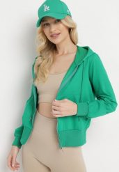 Zielona Bluza z Kapturem Zapinana na Zamek Błyskawiczny Etarvia. Zielone bluzy z kapturem damskie Born2be, na lato, l. Za 34.99 zł.