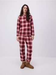 Dwuczęściowa piżama w kratę - czerwony. Czerwone piżamy damskie Reserved, l, bez wzorów, z bawełny, bez ramiączek. W wyprzedaży za 49.99 zł.