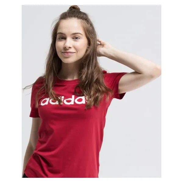 Adidas Koszulka Ss W E Lin Slim T , czerwony, rozmiar L. Czerwone t-shirty damskie Adidas, l, z aplikacjami, z bawełny, bez kołnierzyka. Za 79.99 zł.