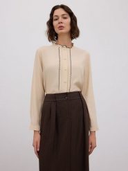 BGN Bluzka w kolorze beżowym rozmiar: 36. Brązowe bluzki damskie BGN, bez wzorów, z wiskozy, bez kołnierzyka, bez ramiączek. Za 127.65 zł.