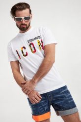 T-shirt męski DSQUARED2. T-shirty męskie Dsquared2, m, bez wzorów, bez kołnierzyka. W wyprzedaży za 733.85 zł.
