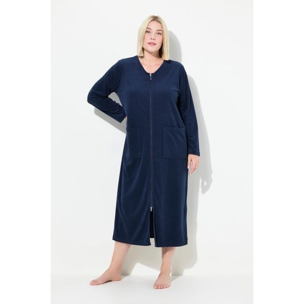 Damskie Szlafrok dwukierunkowy zamek błyskawiczny frotte miękki w dotyku. Niebieskie szlafroki damskie Ulla Popken, plus size, bez wzorów, z bawełny, plus size. W wyprzedaży za 203.99 zł.
