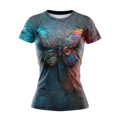 Koszulka damska do biegania Art Motyl krótki rękaw. Fioletowe topy sportowe damskie JUST HERO, l, bez wzorów, z dzianiny, bez ramiączek. Za 129.00 zł.