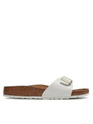 Birkenstock Klapki Madrid 1005310 Biały. Białe klapki damskie Birkenstock, bez wzorów, ze skóry, bez obcasa. Za 359.99 zł.