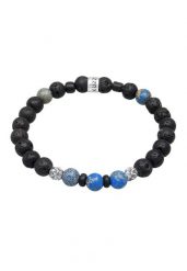 KUZZOI Męskie koraliki Round with Lava Stone and Agate Beads ze srebra próby 925 Sterling Silver Biżuteria męska 1 ct. Czerwona biżuteria dla mężczyzn KUZZOI, z agatem, srebrne. Za 313.64 zł.