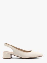 Kremowe czółenka slingback bez pięty ELIZABETH. Białe czółenka damskie Ryłko, bez wzorów, z materiału, bez obcasa, na obcasie. Za 349.99 zł.