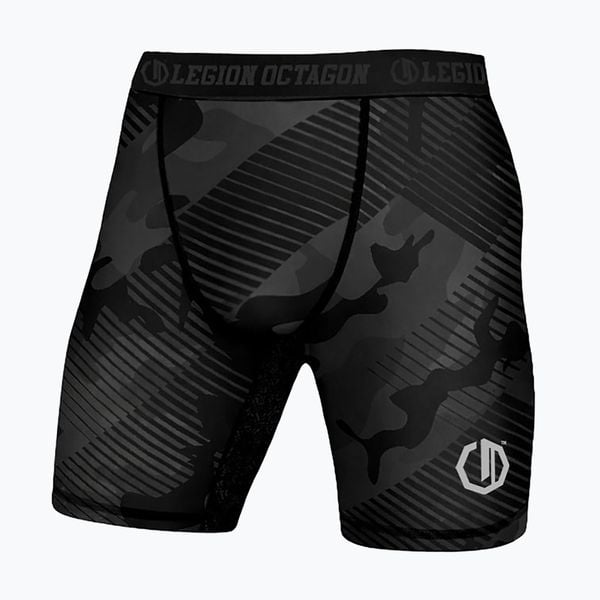 Spodenki treningowe męskie Octagon Legion Line Camo. Czarne szorty męskie OCTAGON, z elastanu, bez kołnierzyka. Za 149.99 zł.