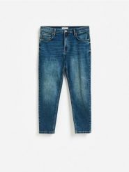 Jeansy carrot slim z efektem sprania - indigo jeans. Niebieskie jeansy męskie Reserved. Za 139.99 zł.