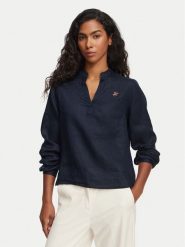 Beverly Hills Polo Club Bluzka P-SS26W-OLYMPIA Granatowy Regular Fit. Niebieskie bluzki damskie Beverly Hills Polo Club, xs, bez wzorów, ze lnu, bez kołnierzyka, bez ramiączek. Za 169.99 zł.