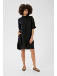 CULTURE Lniana sukienka w kolorze granatowym rozmiar: M. Niebieskie sukienki damskie Culture, na co dzień, m, bez wzorów, ze lnu, bez kołnierzyka, bez ramiączek, midi, proste. Za 195.77 zł.