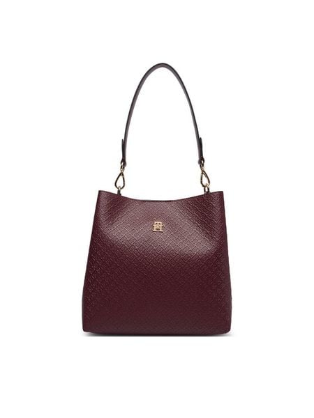 Tommy Hilfiger Torebka Th Icon Shoulder Bag Mono AW0AW19000 Bordowy. Czerwone torebki klasyczne damskie Tommy Hilfiger, bez wzorów, ze skóry, bez dodatków. Za 649.99 zł.