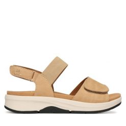 Sandały Josef Seibel. Brązowe sandały damskie Josef Seibel, bez wzorów, bez obcasa, na płaskiej podeszwie. Za 419.99 zł.