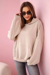 Bluza z kapturem masełko beżowa. Brązowe bluzy z kapturem damskie KESI, l, z elastanu. Za 204.91 zł.