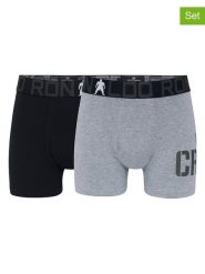 CR7 Bokserki (2 pary) w kolorze czarno-szarym rozmiar: 158-170. Czarne bokserki męskie CR7, bez wzorów. Za 43.99 zł.