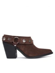 Guess Klapki FLTSAN SUE09 Brązowy ciemny. Brązowe klapki damskie Guess, z aplikacjami, ze skóry, bez obcasa. Za 674.99 zł.