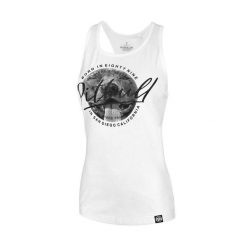 Tank Top sportowy bawełniany dla dorosłych Slim Fit Pretty. Białe topy damskie PITBULL, xs, bez wzorów, z bawełny, bez ramiączek. Za 62.99 zł.