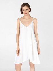 Basiclo Sukienka w kolorze białym rozmiar: L. Białe sukienki damskie Basiclo, l, bez wzorów, z lyocellu, z asymetrycznym kołnierzem, bez ramiączek, mini, asymetryczne. Za 92.86 zł.