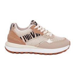 Buty Sportowe Damskie Na Platformie Zebra Beżowe beżowy. Brązowe buty sportowe na co dzień damskie bez wzorów, ze skóry. Za 170.48 zł.