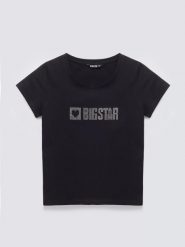 Koszulka damska z logo BIG STAR z cyrkonii czarna Avra 906. Czarne t-shirty damskie Big Star, l, bez wzorów, bez kołnierzyka. Za 79.99 zł.