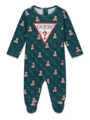 Guess Śpiochy P6BG01 K5978 Zielony ciemny. Zielone body niemowlęce Guess, z aplikacjami, z bawełny, bez ramiączek. Za 174.99 zł.