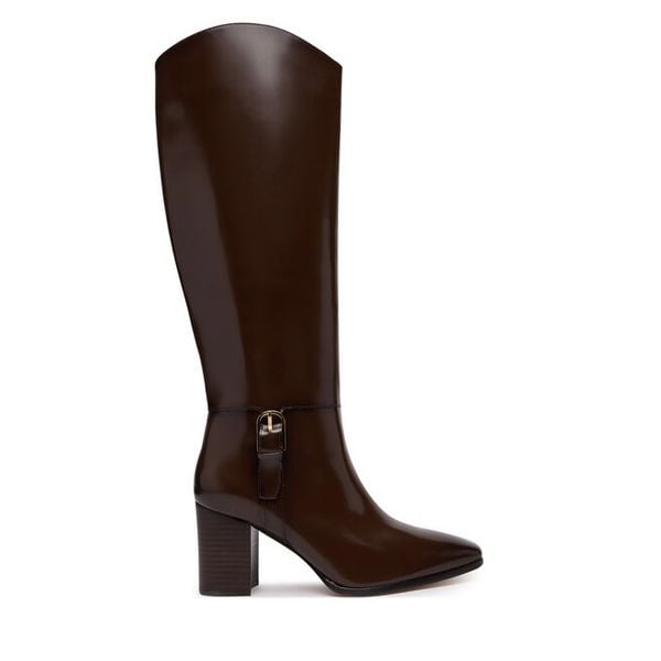Kozaki LAUREN RALPH LAUREN. Brązowe kozaki damskie Lauren Ralph Lauren, bez obcasa, na słupku. Za 1,599.00 zł.