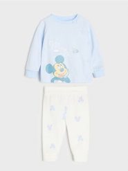 Bawełniany komplet: bluza i legginsy Mickey Mouse - niebieski. Niebieskie bluzy sportowe damskie Sinsay, l, bez wzorów, z bawełny, bez ramiączek, bez kaptura. Za 29.99 zł.