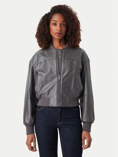 Guess Jeans Kurtka bomber W6YL01 W2525 Szary Regular Fit. Szare kurtki damskie Guess Jeans, xxl, z aplikacjami, z jeansu, bez kaptura. Za 649.99 zł.