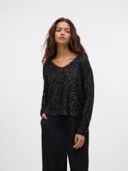 Vero Moda Sweter w kolorze czarnym rozmiar: L. Czarne swetry klasyczne damskie Vero Moda, l, z materiału, bez kołnierzyka. Za 78.66 zł.