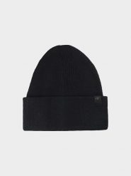 4F Czapka beanie w kolorze czarnym rozmiar: onesize. Czarne czapki zimowe damskie 4f, ze splotem. Za 61.46 zł.