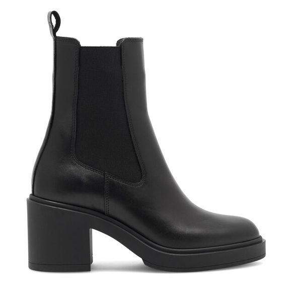 Sztyblety GINO ROSSI. Czarne botki damskie Gino Rossi, bez obcasa, na słupku, bez zapięcia. Za 349.99 zł.