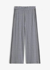 Spodnie z dżerseju z drobnym nadrukiem. Niebieskie spodnie materiałowe damskie bonprix, bez wzorów, z dżerseju, eleganckie. Za 74.99 zł.