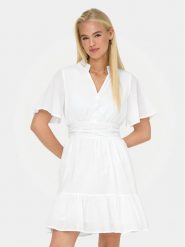 ONLY Sukienka codzienna Rarkel 15363615 Biały Regular Fit. Białe sukienki damskie Only, na co dzień, l, bez wzorów, z bawełny, bez kołnierzyka, bez ramiączek, proste. Za 189.99 zł.